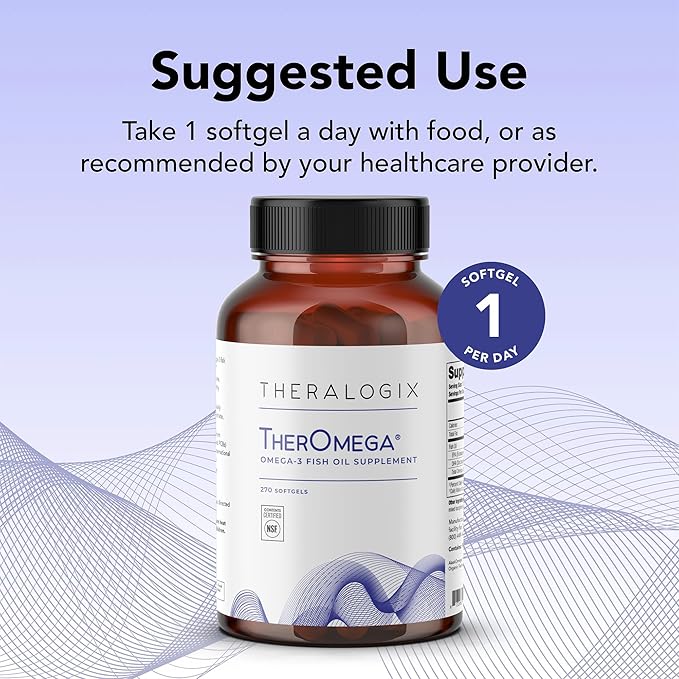 Theralogix TherOmega Omega-3 Fish Oil Supplement - Supports Heart Brain Immune &amp Joint Health* - 700 mg DHA &amp EPA from Wild Alaska Pollock - Sustainably Sourced - NSF Certified - 270 Softgel