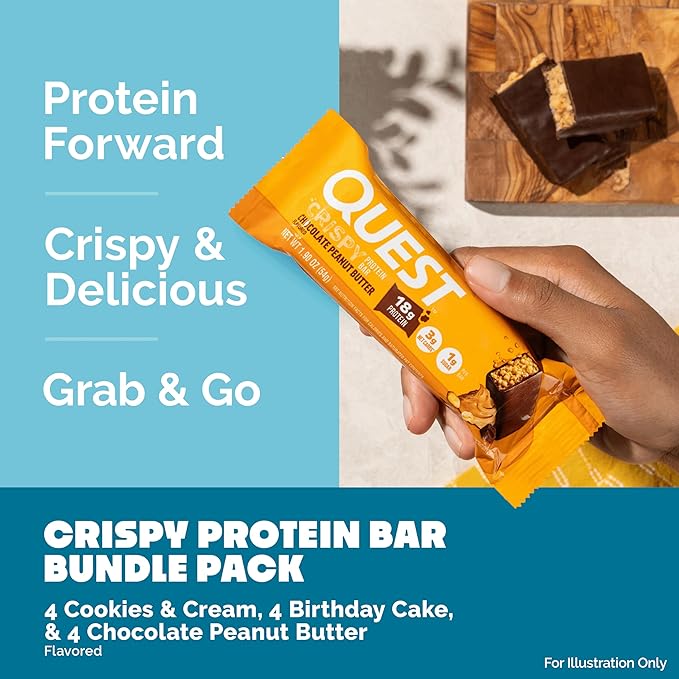 Quest Nutrition Crispy Variety Pack Protein Bars Protein Rich Low Sugar Gluten Free 12 Count