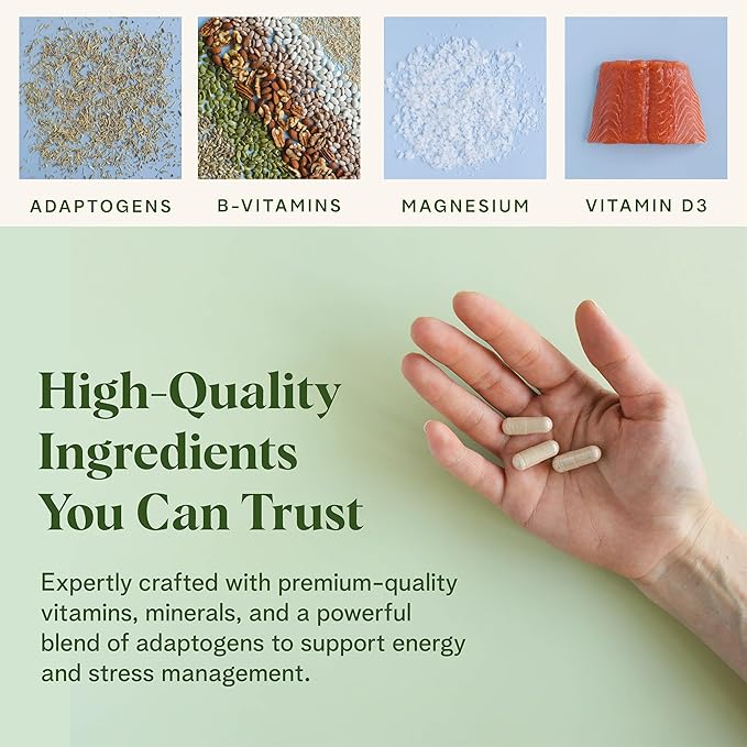 Daily Response Multivitamin 90 Capsules - Multivitamin + Adaptogen Blend for Energy &amp Stress Support - Tailored Nutrition for First Responders &amp Those on The Go