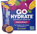 GoHydrate Low Sodium Electrolytes Powder Packets Sugar Free - Instant Hydration Daily Drink Mix - Zero Sugar Water Flavor Packet Singles with Vitamin D - (Passion Fruit 30 Packs)