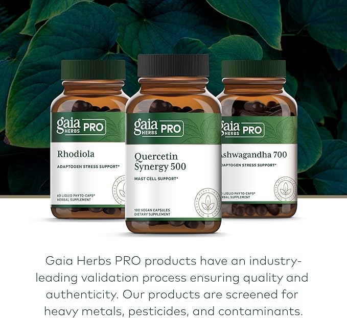 GAIA HERBS PRO Quercetin Synergy 500 - Immune System Support Supplement* - Cell Health Supplement* with Quercetin Bromelain &amp Turmeric - 100 Capsules (100 Servings)