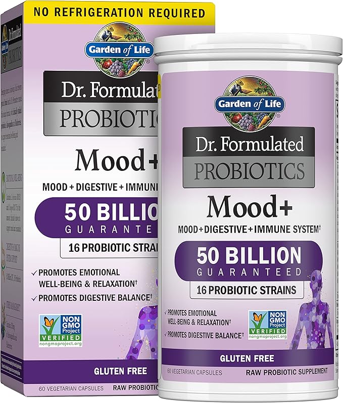 Garden of Life Dr Formulated Probiotics Mood+ 60ct and Organics Men's Once Daily Whole Food Multivitamin 60ct
