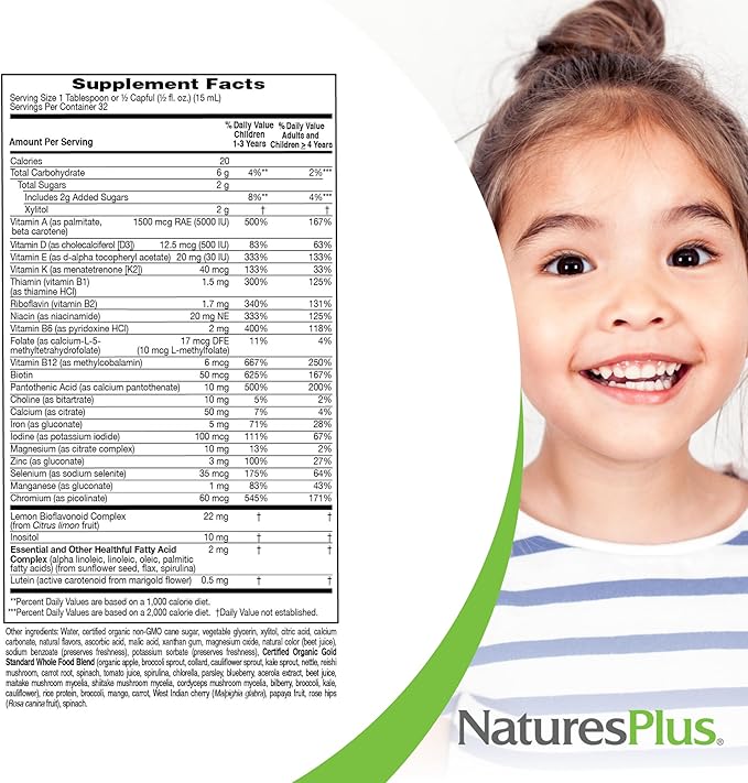 NaturesPlus Animal Parade Gold Children's Liquid Multivitamin - 16 fl oz Pack of 2 - Natural Tropical Berry Flavor - Gluten Free Vegan - 64 Total Servings