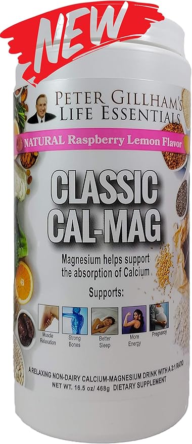 Classic Cal-Mag Powder Raspberry Lemon Original 2:1 Formula 16.5oz(60 Servings) Sleep &ampStress Aid for Muscle Relaxation Leg Cramps Bones &amp Teeth. Made in The USA