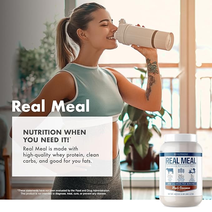Real Meal by NutraOne - Perfect Meal Replacement Powder for Everyday Goals | Including Whey Protein Coconut Oil and Gluten-Free Oats* (Blueberry – 2.6 lbs.)