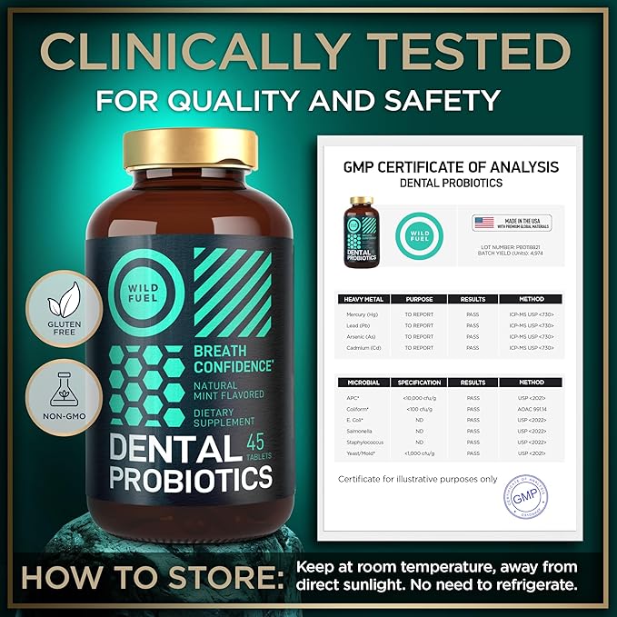 3-Pack Oral Probiotics for Mouth Bad Breath - 3 Billion CFU Advanced Bad Breath Treatment Dental Probiotics for Teeth and Gums - 135 Prebiotic and Probiotic Lactobacillus Salivarius Tablets