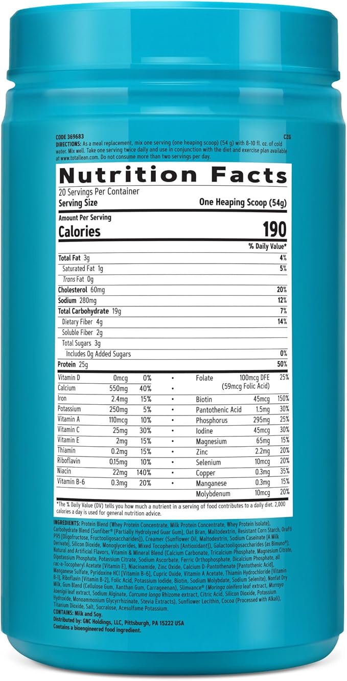 GNC Total Lean Lean Shake + Slimvance Caffeine Free - Vanilla Caramel (20 Servings)