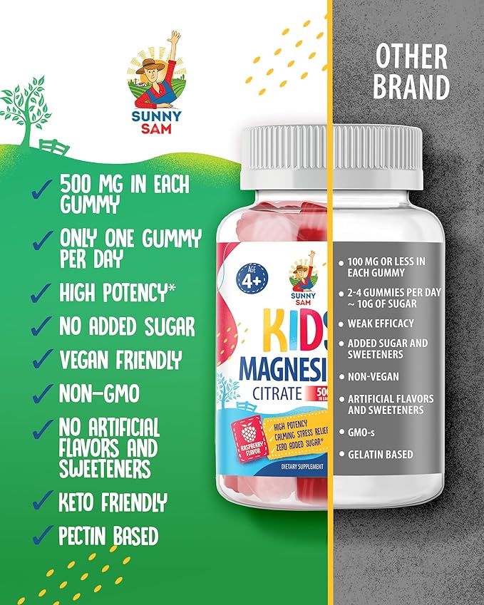 Magnesium Gummies for Kids &amp Vitamin D3 K2 Gummies 5000 IU - Immune &amp Bone Support - Sugar-Free Vitamin D Gummy Supplement - High-Absorption Vegan Gluten-Free Gummies for Adults