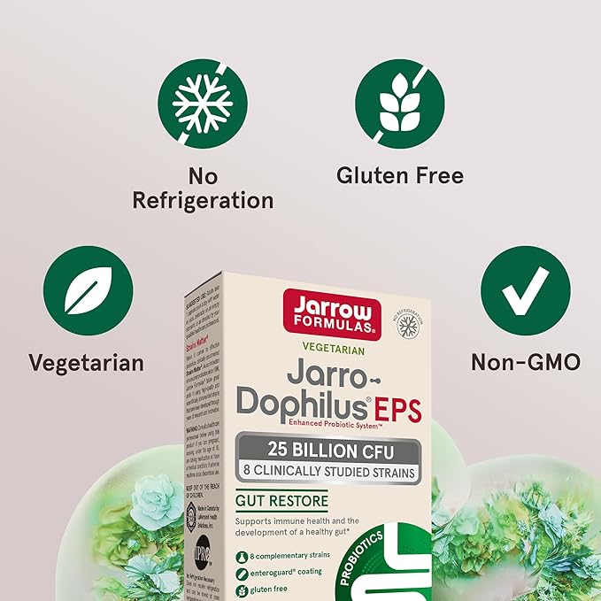 Jarrow Formulas Probiotics for Women and Men Digestive Health - Probiotic Nutritional Supplements Gut Health 25 Billion CFU 30 Capsules 30 Day Supply