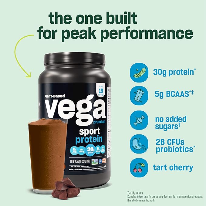 Vega Premium Sport Vegan Protein Powder Mocha (19 Servings) 30g Plant Based Protein 5g BCAAs Low Carb Keto Dairy Free Gluten Free Non GMO Pea Protein for Women and Men 1.7 lbs (Pack of 12)