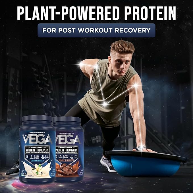 Vega Sport Premium Protein Powder + Recovery Bundle - Vanilla (20 servings) and Chocolate (19 servings) 30g Plant Based Protein 5g BCAAs Low Carb Keto Pea Protein for Women and Men