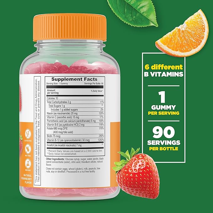 Lifeable Vitamin D 5000 IU + B Complex Gummies Bundle - Great Tasting Vitamin Supplement Gluten Free GMO Free Chewable Gummy