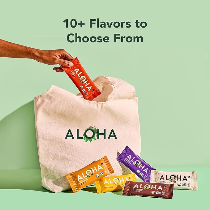 ALOHA Organic Plant Based Protein Bars Vanilla Almond Crunch 1.98-Ounce Bars (Pack of 12)