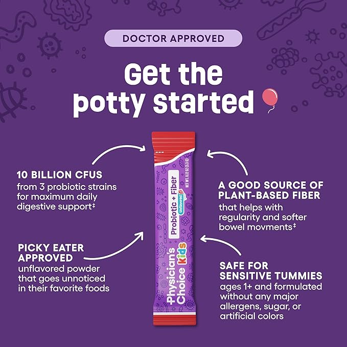 Physician's CHOICE Kids Happy Tummy Bundle - Fiber 24pck + Probiotic 30ct