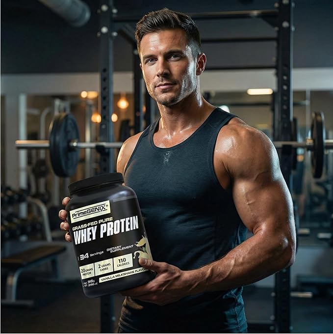 Grass-Fed Whey Protein Powder - 34 Servings of Vanilla Protein Powder with Zero Sugar Supports Healthy Metabolism Helps Maintain Energy &amp Supports Physical Performance During Workouts