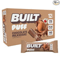 BUILT Bar Puff Protein Bars - Chocolate Milkshake - 17g Protein Snack Bars with Collagen - Calorie Conscious &amp Gluten Free - 12 Count