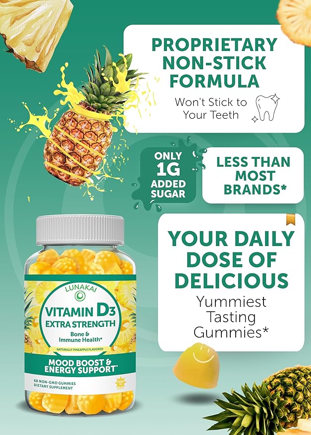 Lunakai Vitamin C and Vitamin D3 Gummies Bundle - 300mg Organic Non-GMO Vegan Chewable Gummy - Immunity Bone and Mood Support Supplement for Adults