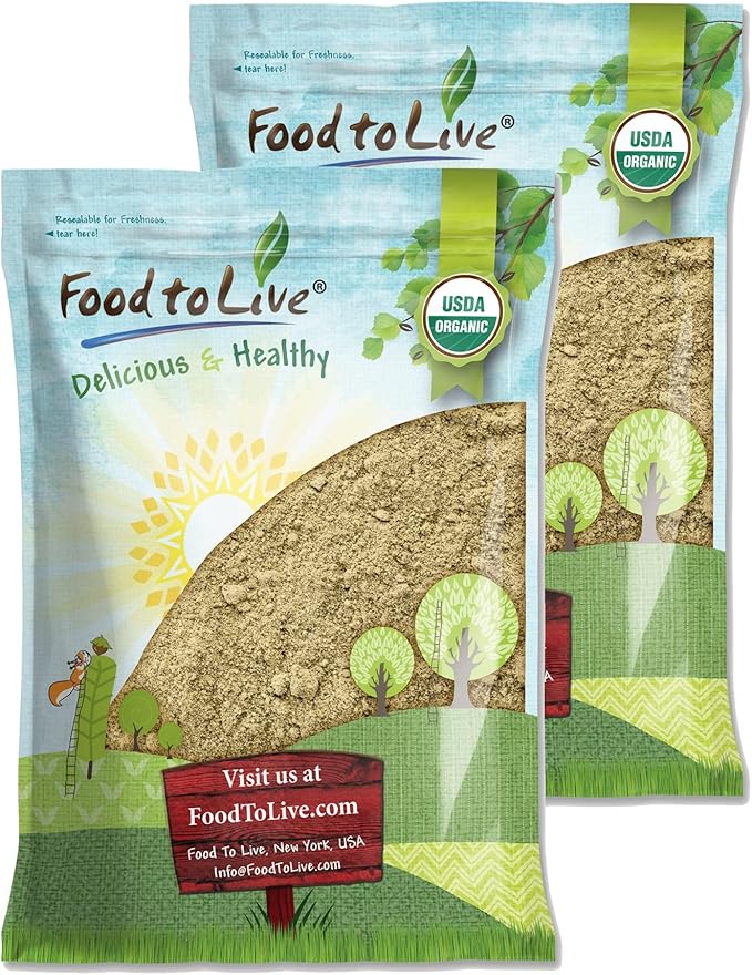 Food to Live Organic Hemp Protein Powder 16 Pounds — 50% Protein Non-GMO Kosher Non-Irradiated Pure Vegan Superfood Rich in Iron and Fiber