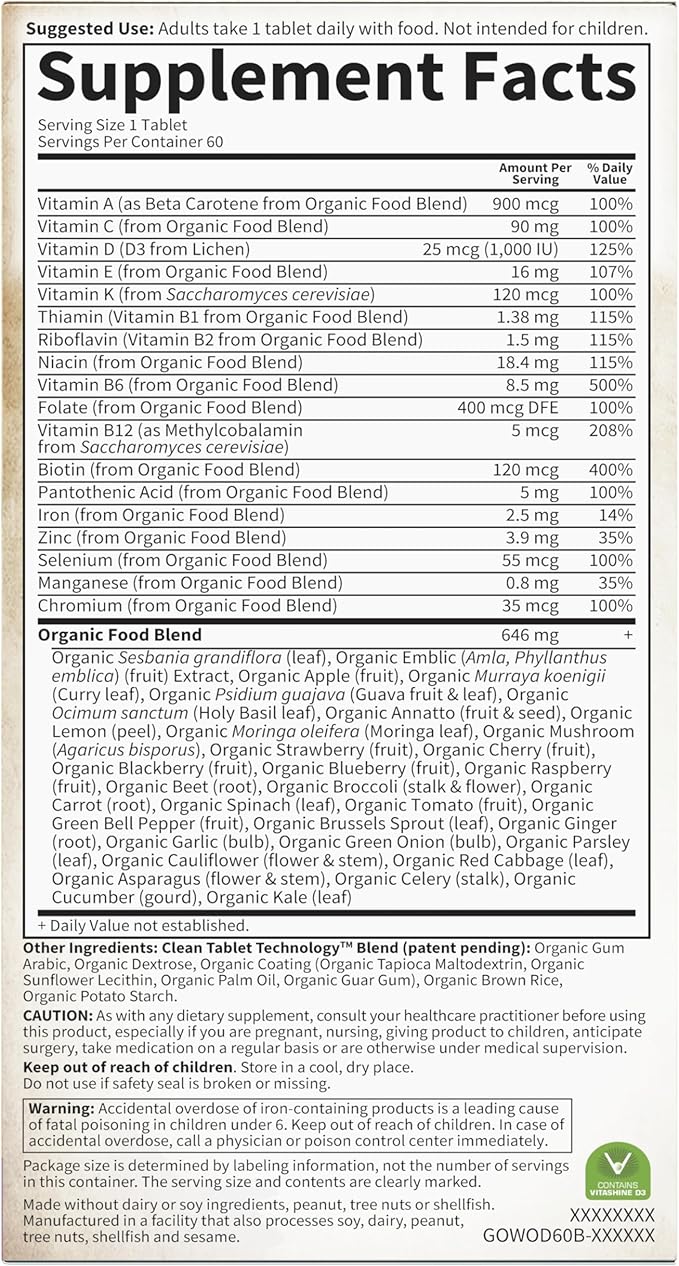 Garden of Life Multivitamin for Women &amp Multivitamin for Men - mykind Organic Men's Once Daily Whole Food Vitamin Supplement Tablets Vegan 60 Count