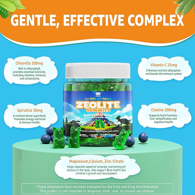 Zeolit Detox Gummies for Kids &amp Adults + Mens Multivitamins Gummies for Energy Immunity
