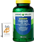 Spring Valley Calcium 600 mg + Vitamin D3 120 Softgels Bone Health Strong Teeth &amp Osteoporosis Support Rapid-Release Capsules Gluten-Free Supplement Bundle with Luall's 45 Diabetes Decoded