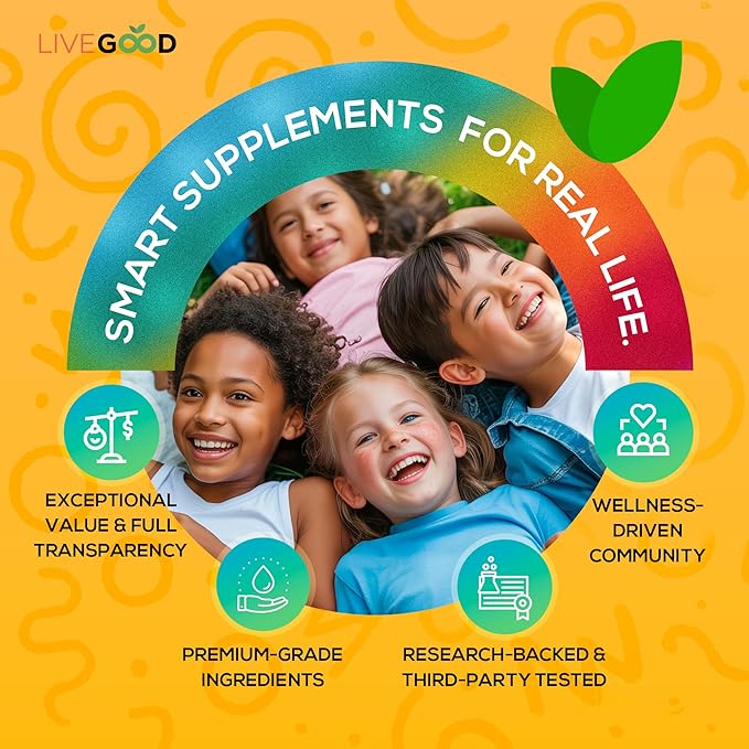 LIVEGOOD Organic Children’s Multivitamin Gummies Kids Multivitamin Vitamin D for Toddlers and Children Organic Kids Chewable Vitamins for Immunity Growth and Energy (60 Count)