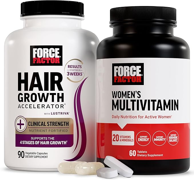 FORCE FACTOR Hair Growth Accelerator Capsules Lustriva &amp Biotin + Women’s Multivitamin Multivitamin for Women