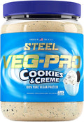 Steel Supplements Veg-PRO | Vegan Protein Powder Cookies and Creme | 25 Servings (1.65lbs) | Protein Powder with BCAA Amino Acid | Non GMO | Non Dairy | Low Carb Formula