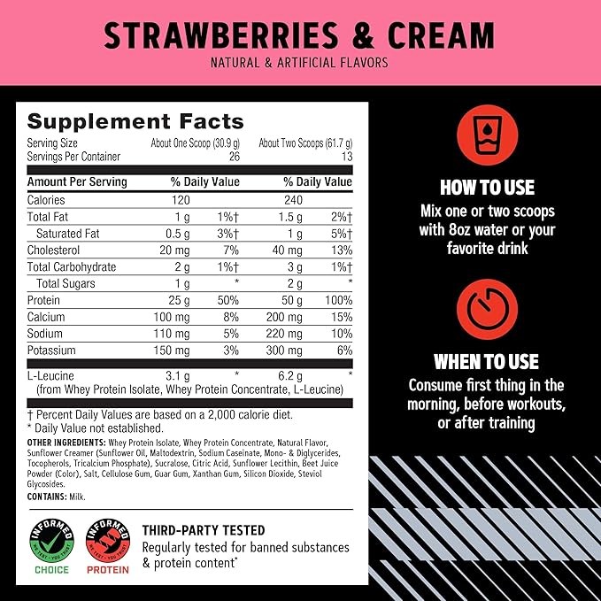 GNC AMP Wheybolic Clinically Proven Protein Powder 50g Whey Protein BCAA Leucine Increases Muscle Strength Muscle Building 3rd Party Tested Gluten Free Strawberries &amp Cream 13 Servings