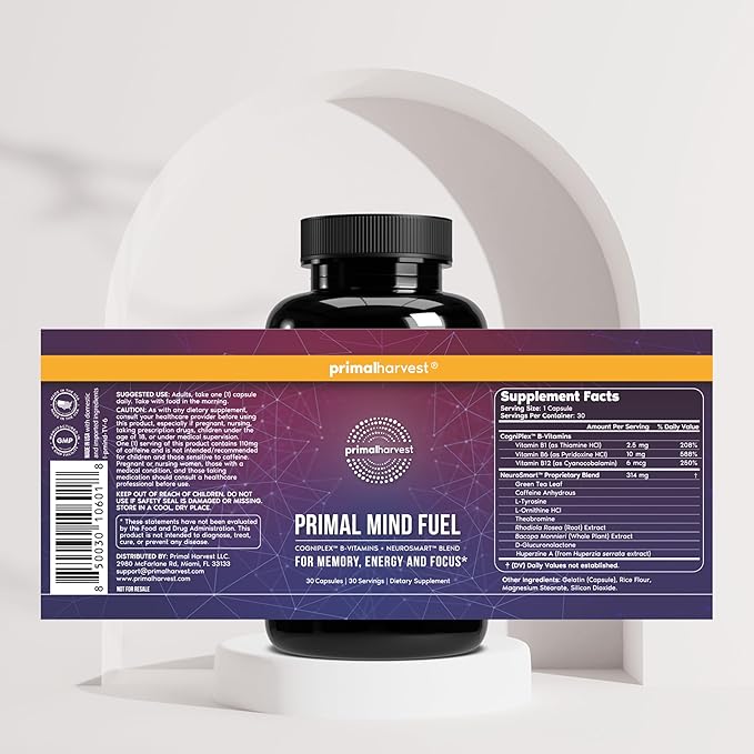 Primal Harvest Primal Mind Fuel &amp Multivitamin Supplements for Women and Men Multi Vitamin Capsules and Mind Fuel Pills Bundle