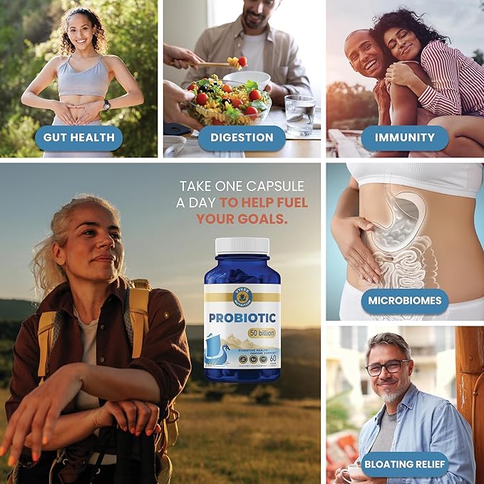 Vykee Nutrition Daily Probiotic – 50 Billion CFU + Prebiotics | Gut Digestive &amp Immune Support | 11-Strain Formula for Bloating Balance &amp Whole-Body Wellness