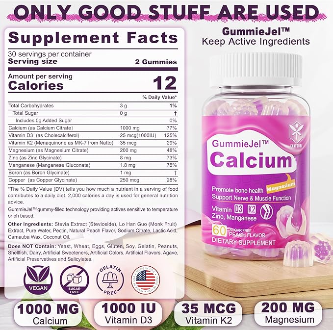 Sugar Free Calcium Gummies 120 Count + Mens Multivitamin Gummies 120 Count