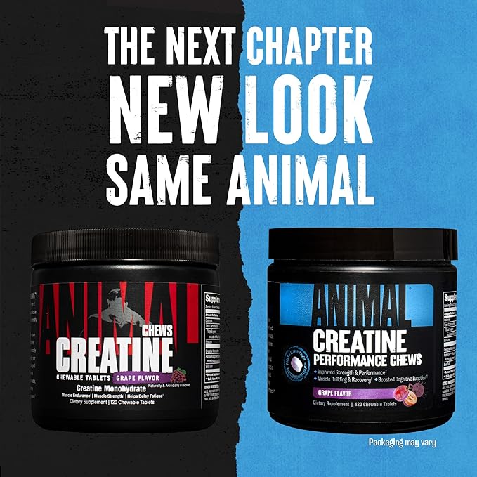 Animal Whey Isolate Whey Protein Powder – Isolate Loaded for Post Workout and Recovery &amp Creatine Chews Tablets - Enhanced Creatine Monohydrate with AstraGin to Improve Absorption
