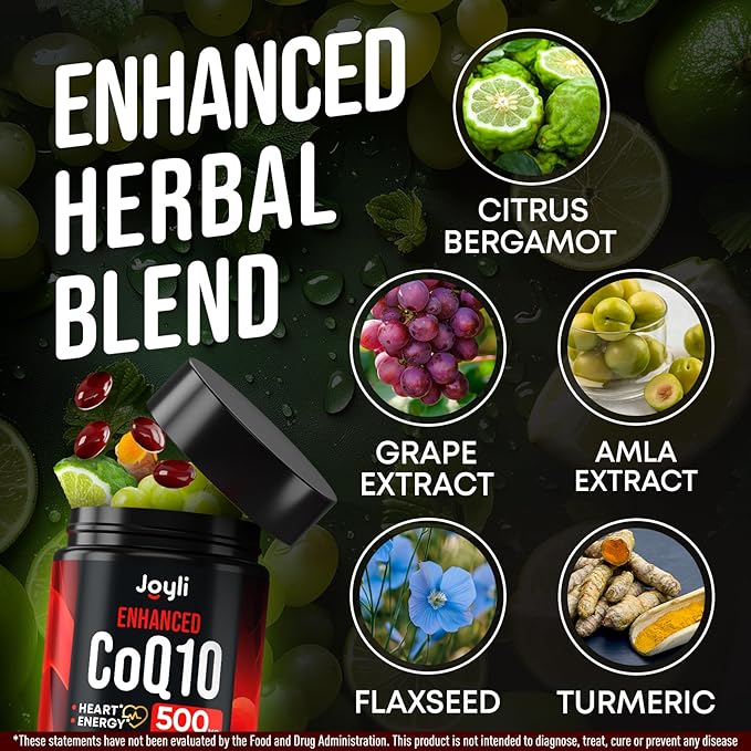 High Absorption CoQ10 500MG - Co Q 10 Supplement 120 Softgels for Heart Health&ampEnergy Production - Enhanced CoQ10 Nutritional Supplements with Coenzyme Q10 - Alternative to coq10 400mg softgels