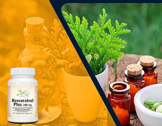 200mg Resveratrol Anti-Aging Antioxidant Capsules - 60 Veg by Zen Supplements