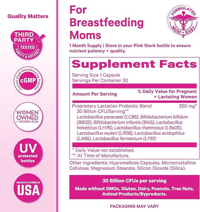 Pink Stork Lactation Probiotic Unscented and Digestive Enzymes Bundle – Supports Digestive and Lactation Wellness – Breastfeeding Vitamins with Herbs and Enzymes