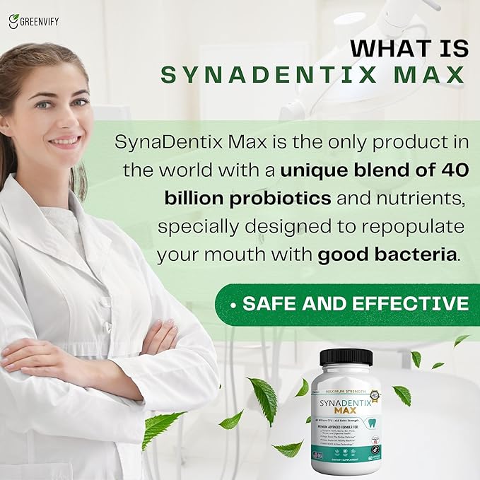 SynaDentix Max Probiotic Supplement 40 Billion CFU MAKTREK Bi-Pass Technology 60 Capsules 30-Day Supply (5)