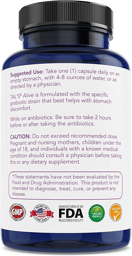 TAL'S Alive Probiotics &amp Prebiotics Supplement | 90ct - 35 Billion CFU | DR Caps for Effective Absorption| Promotes Healthy Immune Digestive Health | Improve Your Gastrointestinal (GI) System