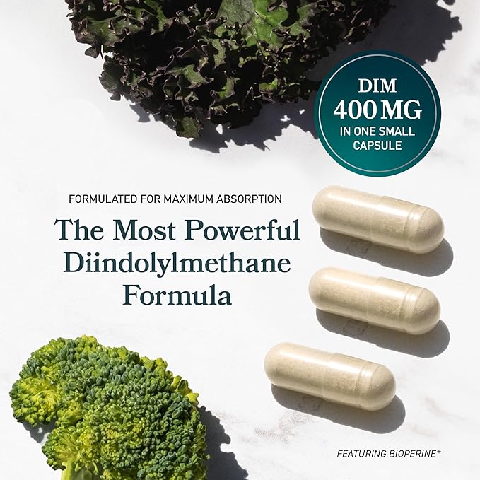 Calcium D-Glucarate &amp 400mg DIM Supplement for Enhanced Estrogen Hormone Balance | Vegan Gluten Free CDG Supplement (90 Servings) with Extra Strength DIM (90 Servings)