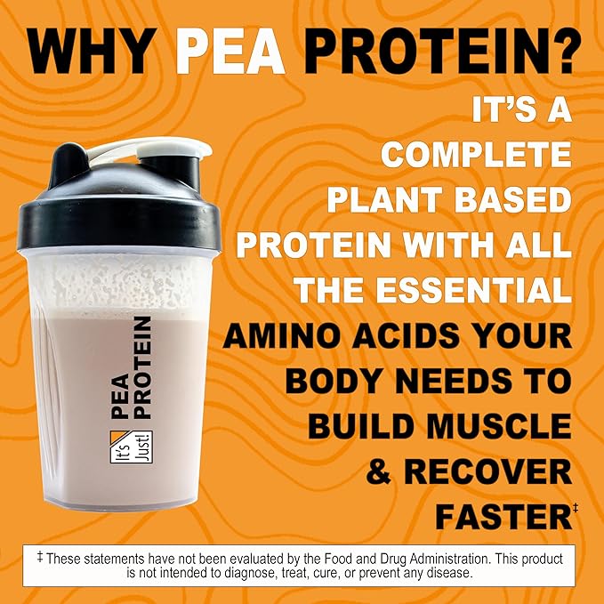 It's Just! Pea Protein Powder - Vegan Plant Based GLP-1 Friendly Non-GMO Unflavored - 1.5 lb