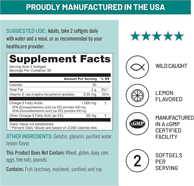 NatureWise [1 Omega 3 Fish Oil 1000mg + Vitamin E - Wild-Caught - 60 Softgels[30-Day Supply] + [1] Vegan Vitamin D3 5000IU + K2 - Organic Coconut MCT Oil - 30 Softgels[30-Day Supply]