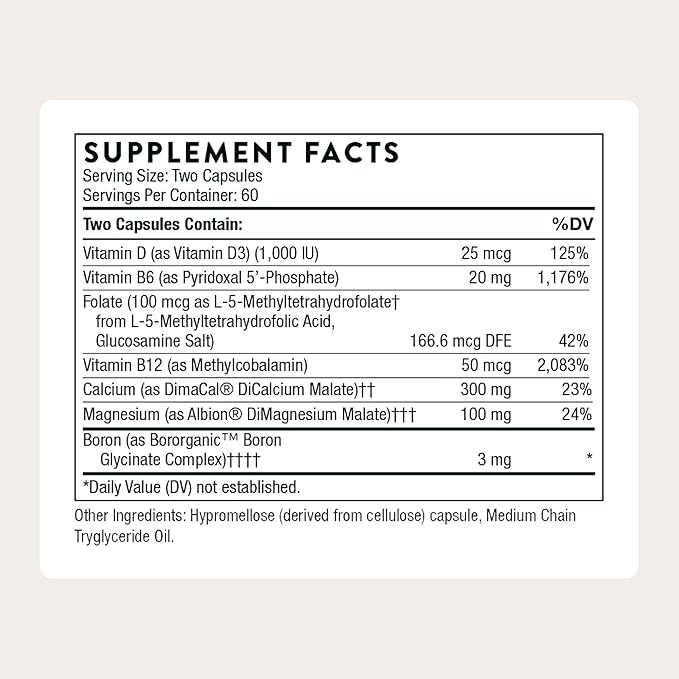 THORNE - Advanced Bone Support‡ - (Formerly Oscap) - Bone Health Supplement with Calcium and Vitamin D* - 120 Capsules