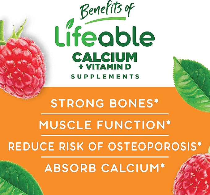 Lifeable Calcium with Vitamin D Kids + Calcium Magnesium &amp Zinc Kids Gummies Bundle - Great Tasting Vitamin Supplement Gluten Free GMO Free Chewable Gummy