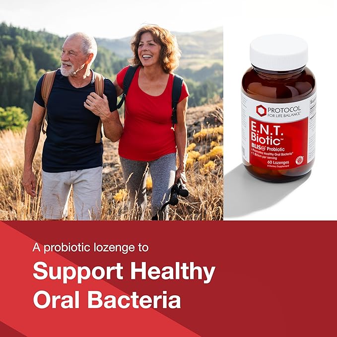 PROTOCOL FOR LIFE BALANCE E.N.T. Biotic - Probiotic Lozenge - Oral &amp Throat Health* - 1 Billion CFU - Immune Support* - Refrigerate for Live Bacteria - Nut &amp Soy Free - 60 Lozenges