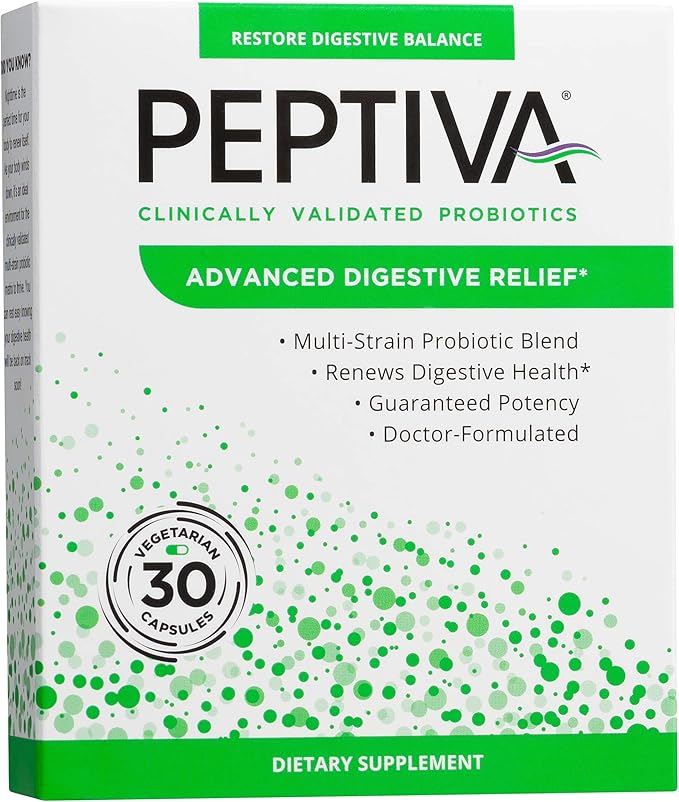 Peptiva Advanced 50 Billion CFU Probiotic - Digestive Relief - Clinically Validated Premium Probiotic 30ct
