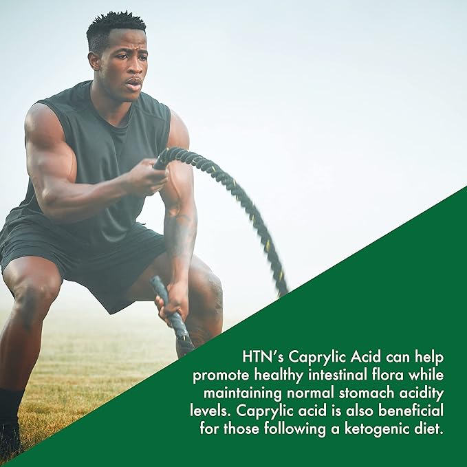 Health Thru Nutrition Caprylic Acid 600mg 200 Softgels | C8 Octanoic Acid from Pure 1g MCT Oil | Non-GMO &amp Soy Free | Support Healthy Digestive and Intestinal Health | Keto Friendly