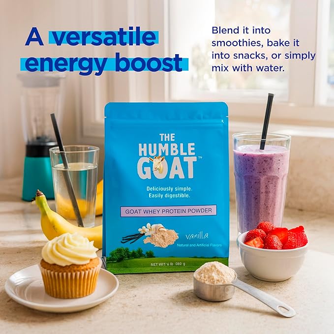 Grass Fed Whey Protein Powder Vanilla 1.5 lb – Made from Goat Milk Easy to Digest Clean Taste Non-GMO Gluten-Free &amp Versatile Vanilla Whey Protein Powder Made in USA