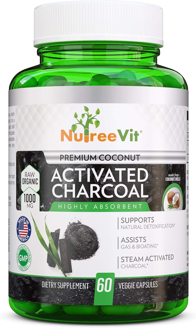 NutreeVit 100% Organic Highly Absorbent - Activated Charcoal (320 Count)