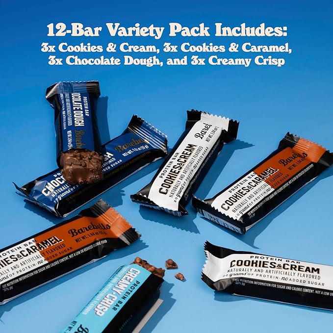 Barebells Protein Bars People's Choice Variety Pack – 12 Bars Nutritious Snacks with 20g of High Protein - Chocolate Treat with 1g of Total Sugars - Perfect on The Go Breakfast Bars