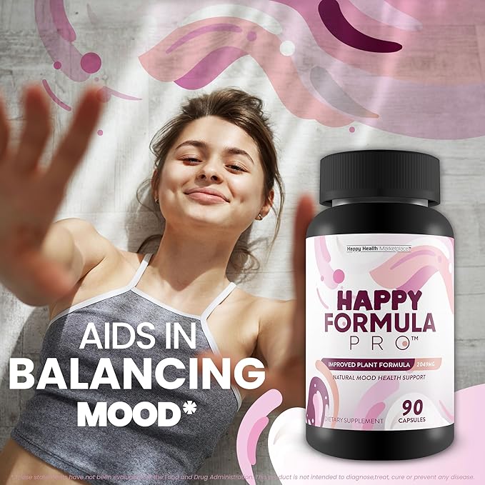 Happy Formula Pro - Our Best Happy Pills Vitamin D Mood Support Supplement - Happpy Supplements Natural Mood Support Supplements for Women Mood Support Supplements for Men - Postpartum Mood Support